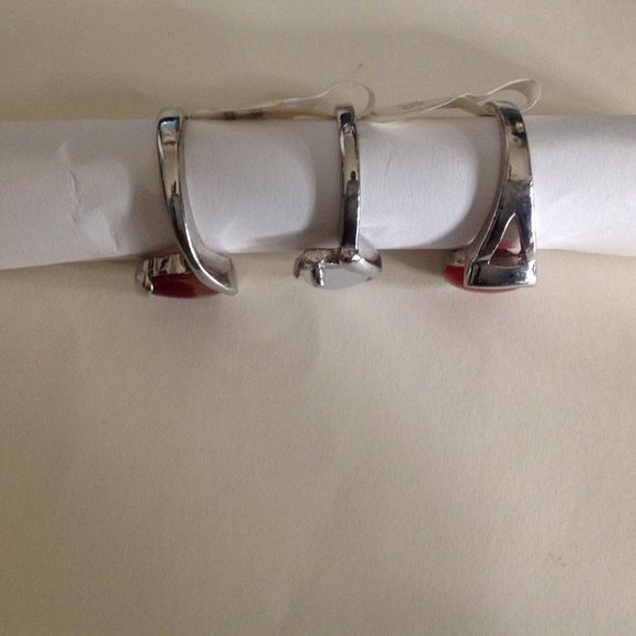 Lot of 3 Silver Tone Electroplated Gemstone Rings Size 9 - Picture 4 of 5